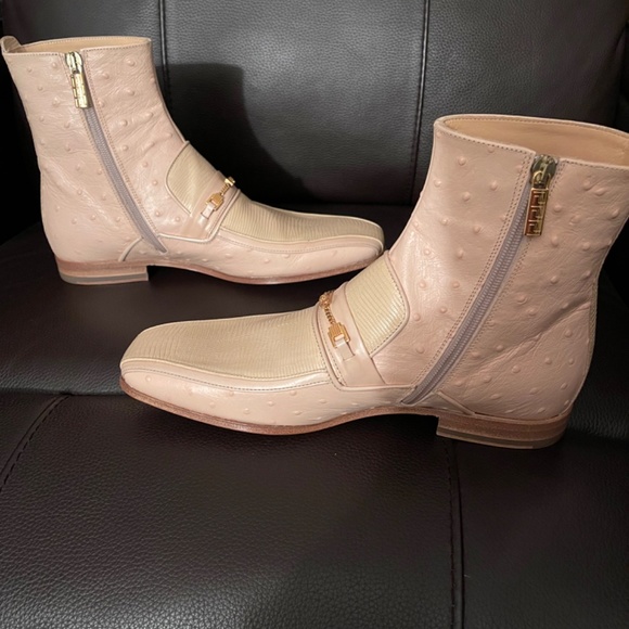 Brand New Versace Men US 7-8 Europe size 40 Genuine Ostrich Lizard Leather Boots